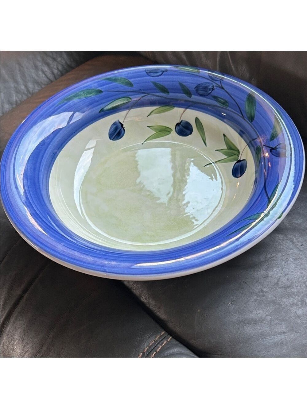 Blue Olive Branch Ceramic Serving Bowl Made in Italy